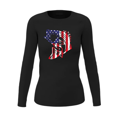 American Flag Fish Women Long Sleeve Shirt